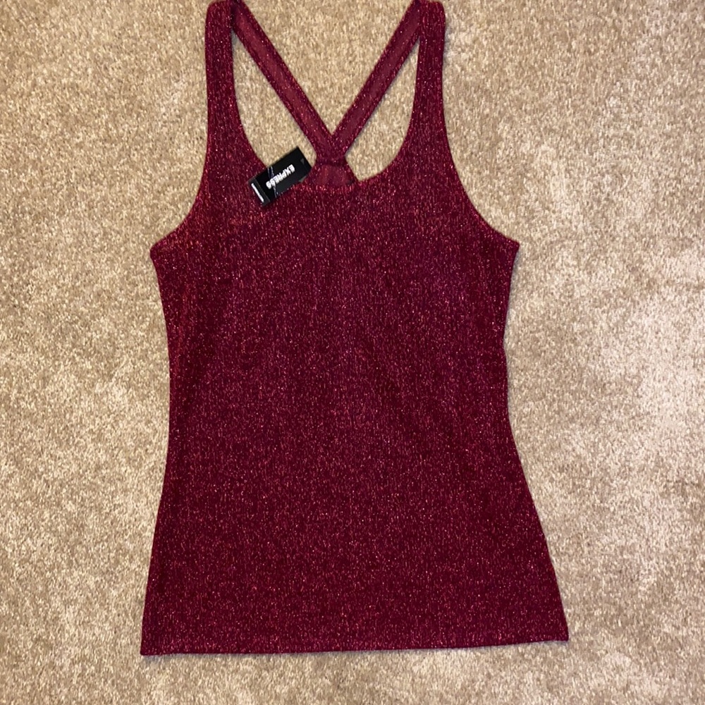 Express wine shimmery tank